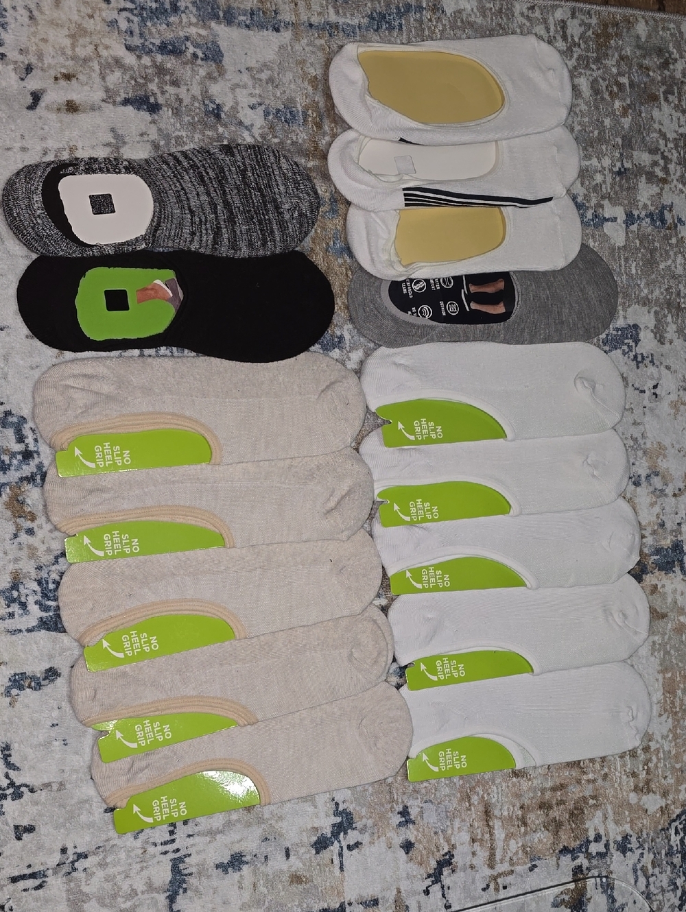 Assorted Men's No-Show Athletic Liner Socks – White, Beige, Black, Gray